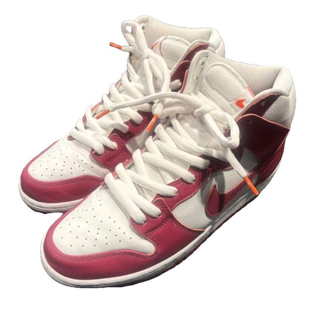 【中古】ナイキ NIKE SB Orange Label Dunk High Sweet Beet スニーカー 29?p 白 ホワイト 赤 レッド DQ4485-600