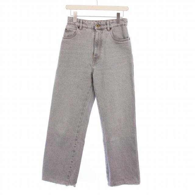 【中古】ミュウミュウ miumiu 23AW デニムパンツ ジーンズ カットオフ ストレート W24 グレー GWP483 /KH レディース