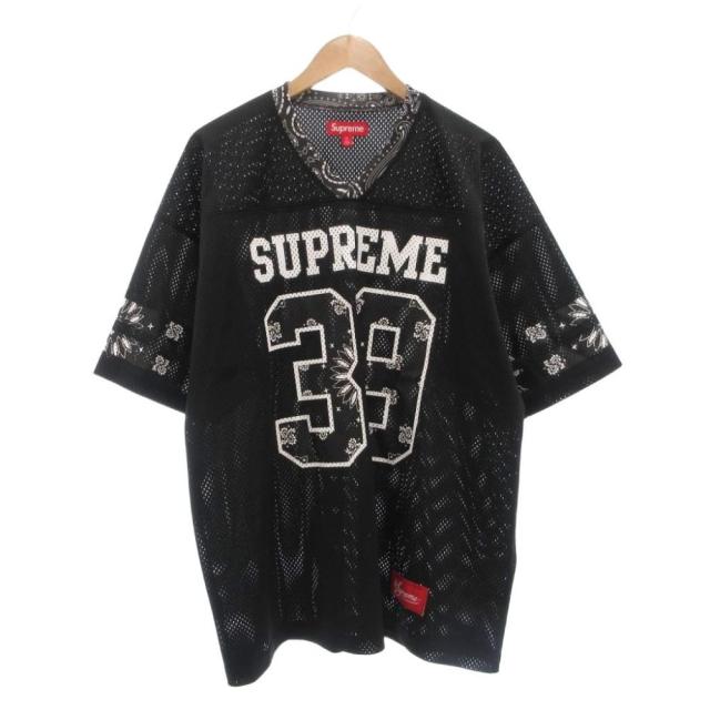 【中古】SUPREME 25SS Bandana Football Jersey バンダナ フットボール ジャージー Tシャツ カットソー 半袖 XL 黒