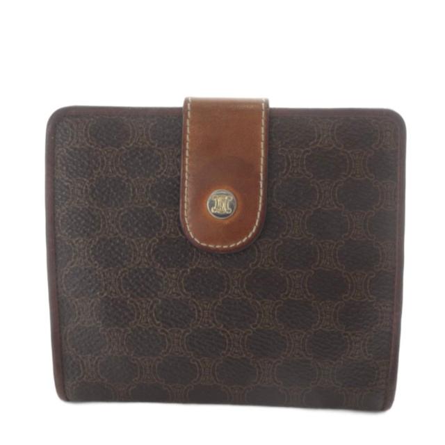 【中古】セリーヌ CELINE ヴィンテージ マカダム柄 ホック 財布 二つ折り PVC ブラウン /YO15 ■OH レディース