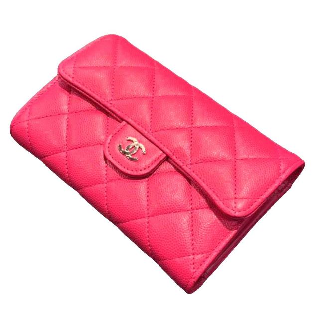【中古】未使用品 シャネル CHANEL マトラッセ キャビアスキン フラップウォレット ミディアム 二つ折り財布 ☆AA★_2