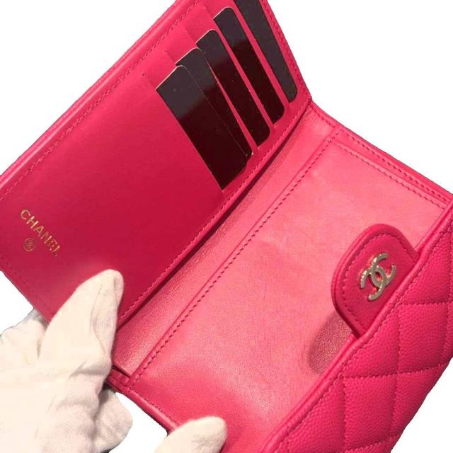 【中古】未使用品 シャネル CHANEL マトラッセ キャビアスキン フラップウォレット ミディアム 二つ折り財布 ☆AA★_3