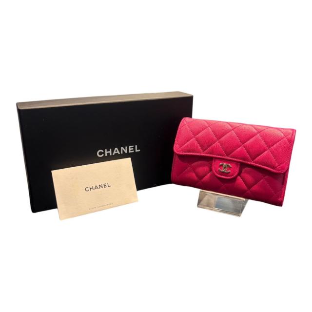 【中古】未使用品 シャネル CHANEL マトラッセ キャビアスキン フラップウォレット ミディアム 二つ折り財布 ☆AA★_7