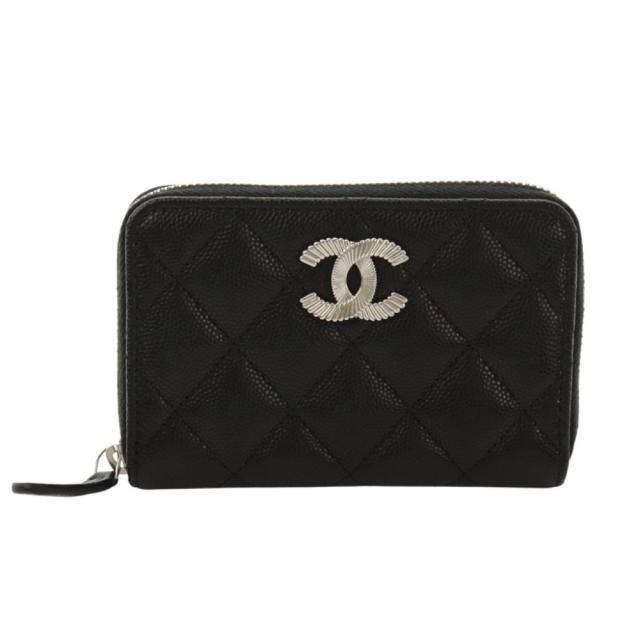 【中古】シャネル CHANEL 24年 ココマーク スモールジップウォレット 財布 グレインドシャイニーカーフスキン