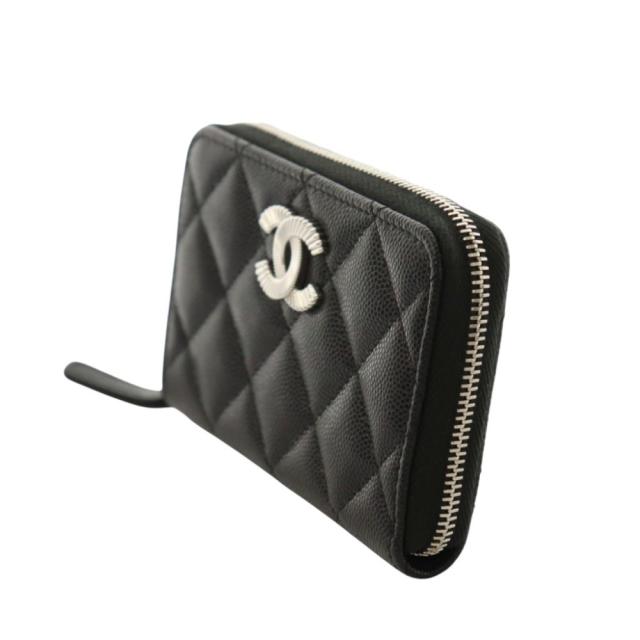 【中古】シャネル CHANEL 24年 ココマーク スモールジップウォレット 財布 グレインドシャイニーカーフスキン