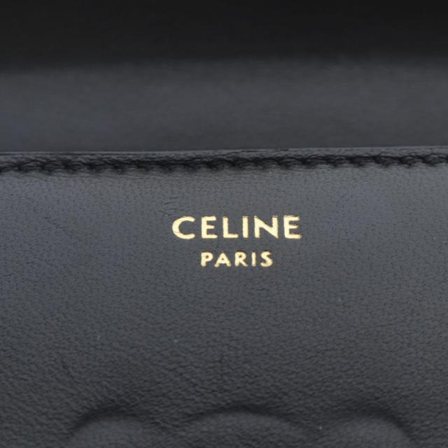 【中古】セリーヌ CELINE スモール フラップウォレット トリオンフ シャイニーカーフスキン 財布 三つ折り ブラック_2