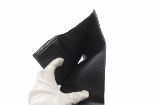 【中古】セリーヌ CELINE スモール フラップウォレット トリオンフ シャイニーカーフスキン 財布 三つ折り ブラック_6