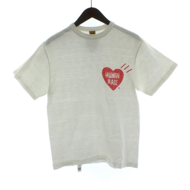 【中古】ヒューマンメイド HUMAN MADE Tシャツ 半袖 ハートロゴ バックプリント 白 ホワイト カットソー M /PP