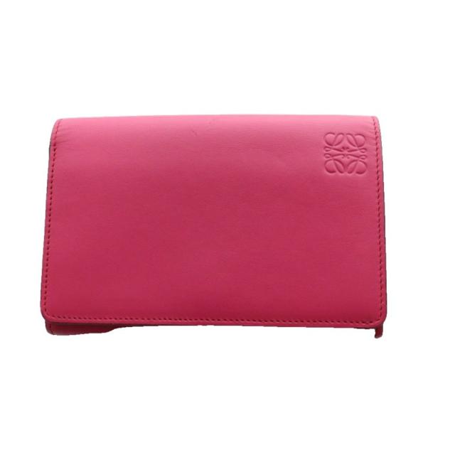 【中古】ロエベ LOEWE アナグラム 二つ折り財布 ピンク /SS ■OS ■OH レディース