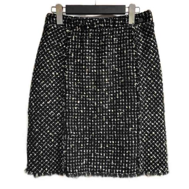 【中古】シャネル CHANEL 美品 ツイード スカート ココマーク 黒 ブラック 40 約L レディース