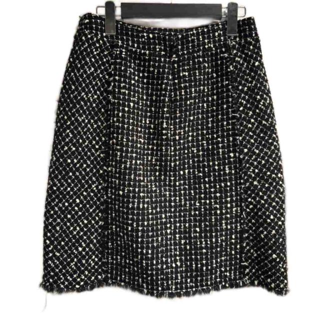 【中古】シャネル CHANEL 美品 ツイード スカート ココマーク 黒 ブラック 40 約L レディース_1
