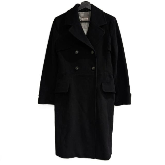 【中古】マックス&コー MAX&CO. アンゴラ混 ロング厚地の外套 黒 黒いこと 42 約L ■GY99 レディース
