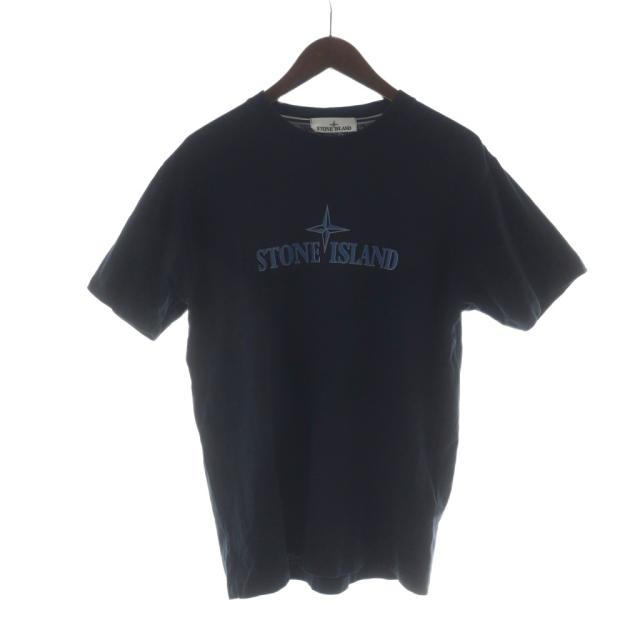 【中古】ストーンアイランド STONE ISLAND Tシャツ カットソー ロゴ プリント クルーネック半袖 M 黒 ブラック