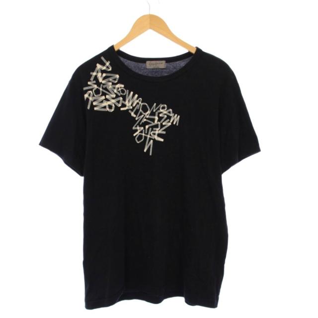 【中古】ヨウジヤマモト YOHJI YAMAMOTO Tシャツ カットソー 半袖 プリント 3 黒 HY-T04-073 /KH メンズ