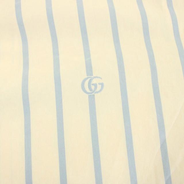【中古】グッチ GUCCI ダブルG ストライプ コットン ボウリングシャツ カジュアルシャツ 半袖 オープンカラー 44_4