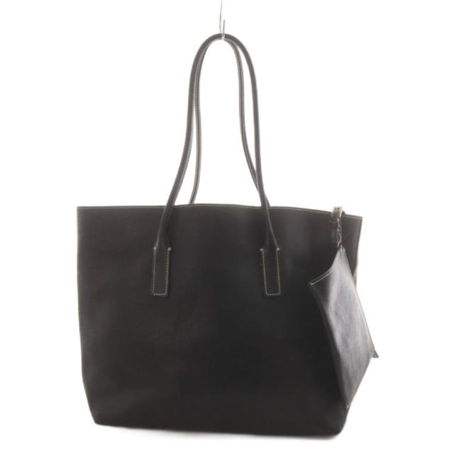 【中古】プラダ PRADA 三角プレート トライアングルロゴ ハンドバッグ トートバッグ レザー 黒 ブラック BR0762