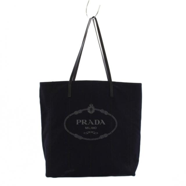 【中古】プラダ PRADA デニムトートバッグ ハンドバッグ ロゴ 紺 1BG34 /KH ■OH レディース