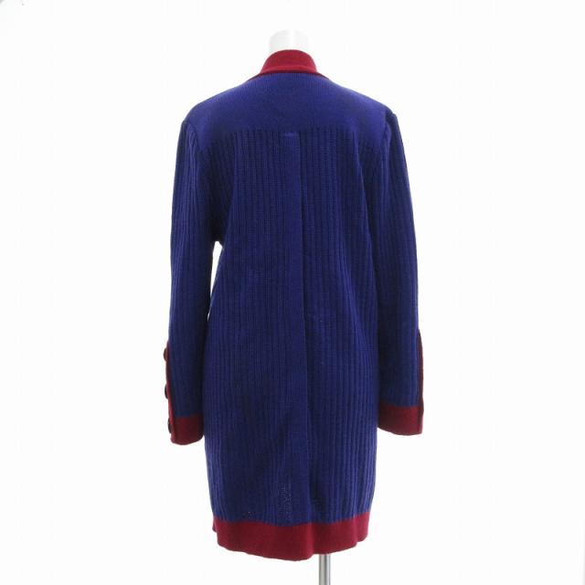 【中古】ジバンシィ GIVENCHY ヴィンテージ ロングカーディガン ニット リブ編み バイカラー 紫 パープル 赤 レッドの通販は