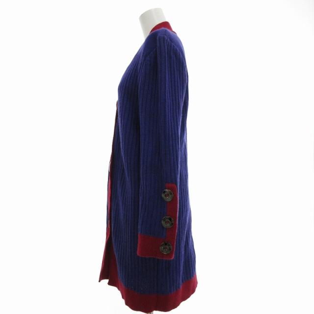 【中古】ジバンシィ GIVENCHY ヴィンテージ ロングカーディガン ニット リブ編み バイカラー 紫 パープル 赤 レッドの通販は