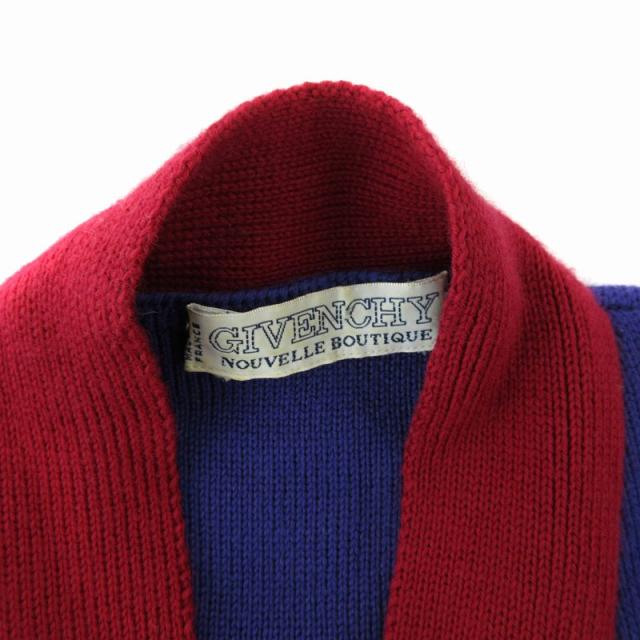 【中古】ジバンシィ GIVENCHY ヴィンテージ ロングカーディガン ニット リブ編み バイカラー 紫 パープル 赤 レッドの通販は