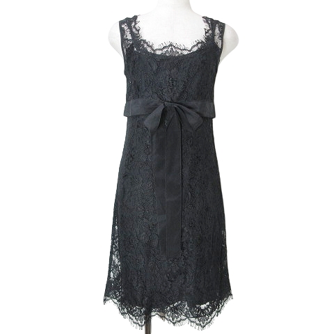 DOLCE&GABBANAシルク混ノースリーブドレス ブラック 膝丈40