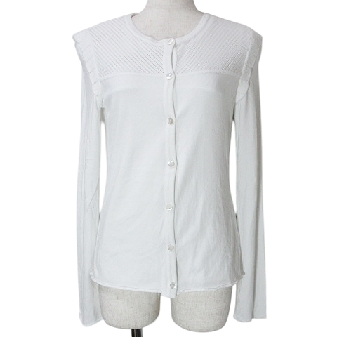 【中古】フォクシー 2点セット 19年 Ruffle Trim アンサンブル ニット カーディガン トップス カットソー 長袖 薄手 白の通販は 19,800円