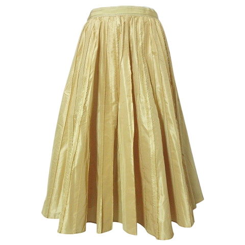 【中古】フォクシー 美品 20年 Fancy Crystal スカート カットオフ シルク 40465 ひざ丈 フレア イエロー 38 S相当の通販はフレアスカート