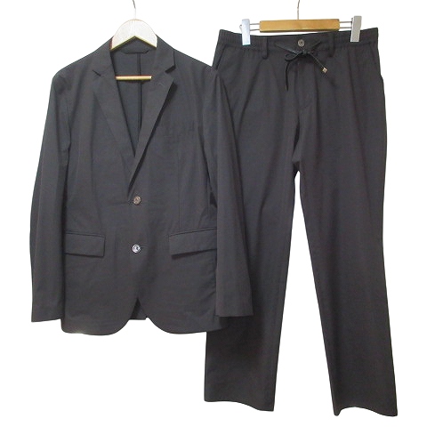 【中古】エポカ ウォモ セットアップ スーツ テーラードジャケット シングル パンツ ストレッチ 46 M相当 48 L相当 黒の通販は