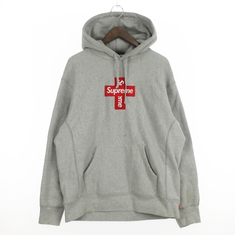 【中古】シュプリーム SUPREME 20AW クロスボックスロゴ スウェット プルオーバー パーカー 裏起毛 グレー Mの通販は