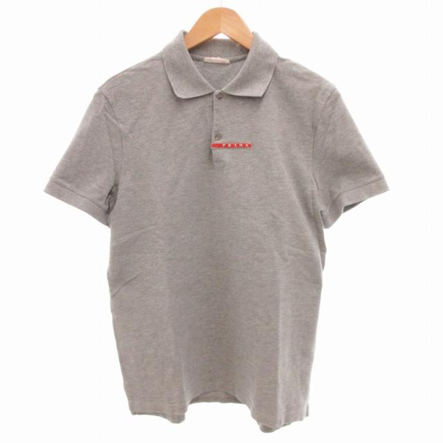 【中古】プラダスポーツ PRADA SPORT ポロシャツ ロゴ パッチ 鹿の子 半袖 グレー /HO◇ 0208 メンズの通販は 6,474円