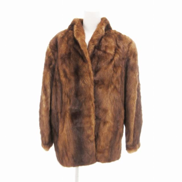 【中古】ミツコシ MITSUKOSHI マルヴォワジー Malvoisie ハーフコート スタンドカラー ミンクファー 13 XL 茶
