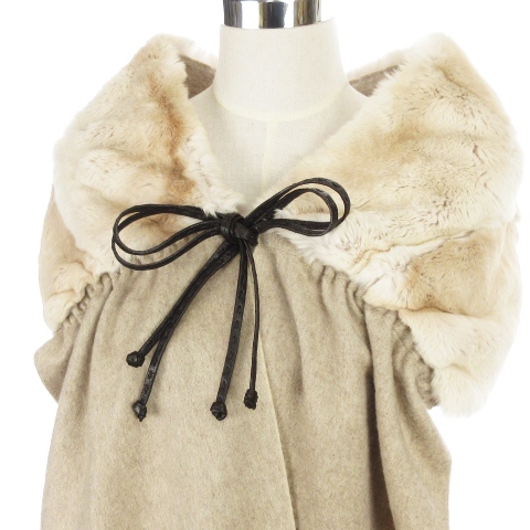 美品△FENDI フェンディ カシミヤ シルク ミンクファー フリンジ