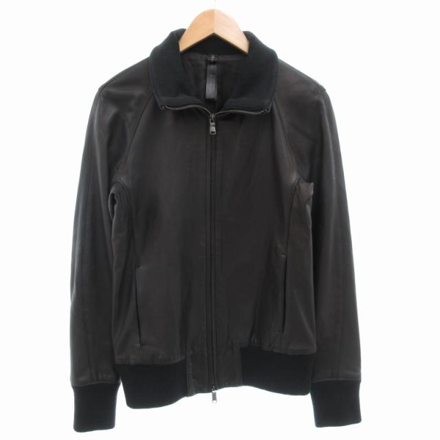 【中古】ダブルジェイケイ wjk track bz トラックジャケット ラムレザーブルゾン ダブルジップアップ M 黒 ブラック