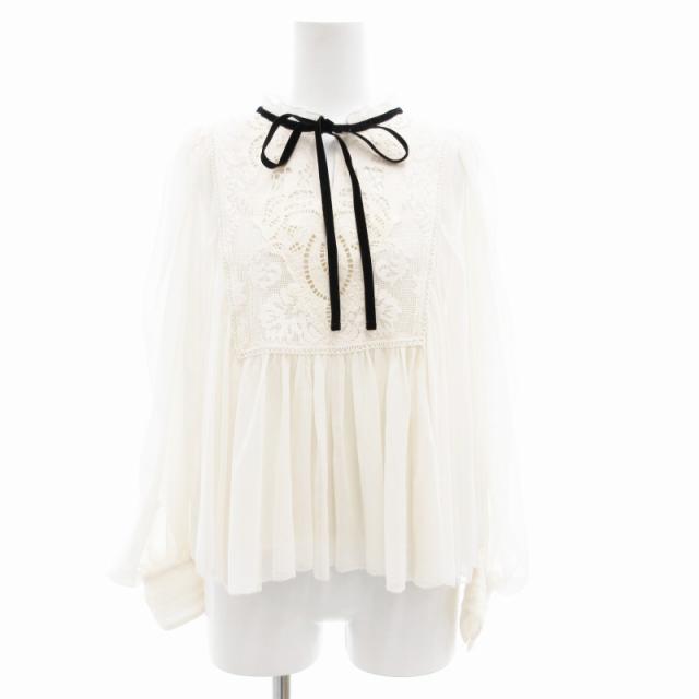【中古】スナイデル SNIDEL 24AW エンブロイダリー楊柳シフォンブラウス カットソー 長袖 キャミソール付 F