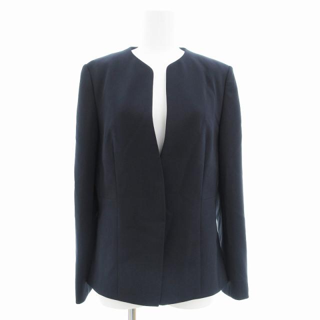 【中古】未使用品 プラステ PLST タグ付き 25SS トリアセブレンドペプラムジャケット ノーカラー 総裏地 M 紺