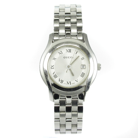【中古】グッチ GUCCI 腕時計 クォーツ アナログ デイト SS 5500L シルバーカラー ジャンク ☆AA★ レディースの通販は
