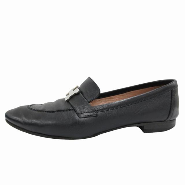 美品 HERMESエルメス コンスタンス ローファー Hロゴ ベロア ブラック