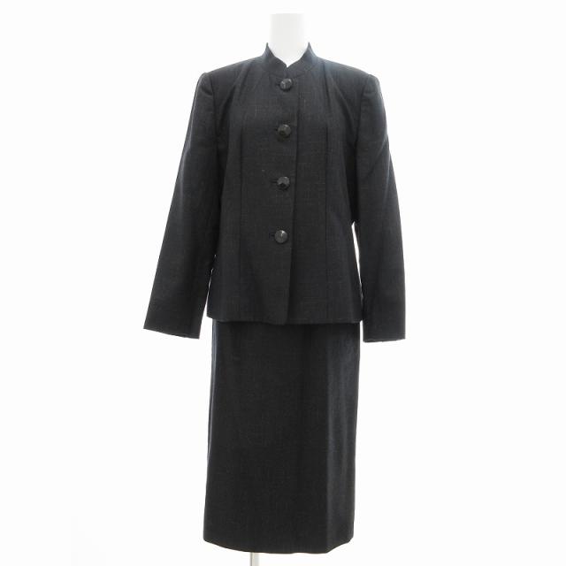 【中古】レリアン Leilian 美品 スカートスーツ ジャケット ひざ丈 ラメ 7 S グレー /JS 1114 レディースの通販は