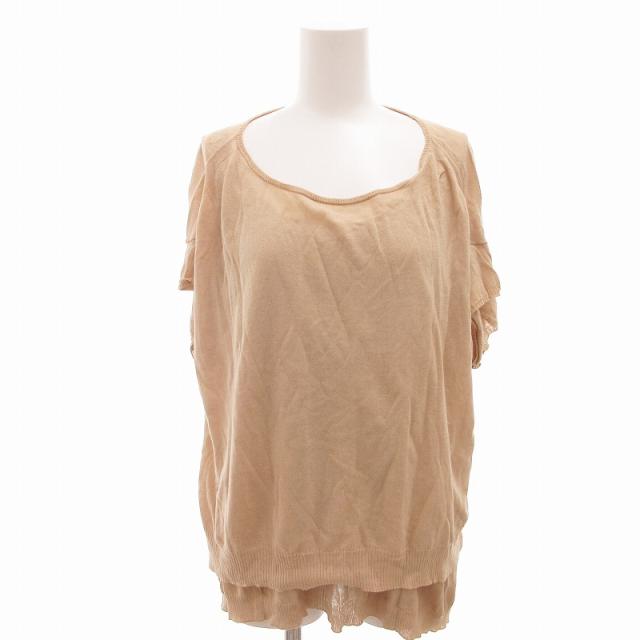 【中古】ドゥロワー Drawer アンサンブルニット カットソー ノースリーブ 半袖 コットン ベージュ 1 /FF IBO63の通販は 6,800円
