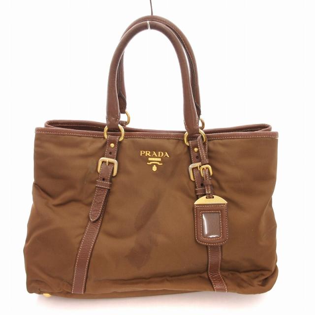 【中古】プラダ PRADA ハンドバッグ ナイロン レザートリム ロゴ金具 茶 ブラウン /UO ★AA☆ レディースの通販は