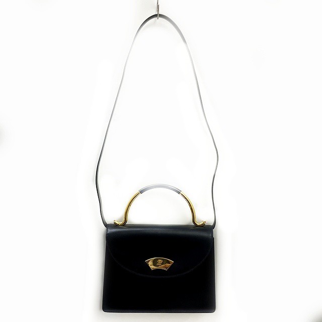 【中古】カールラガーフェルド KARL LAGERFELD ハンドバッグ 2WAY ショルダーバッグ レザー 皮革 黒 ブラックの通販は