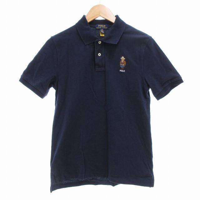 【中古】ポロ ラルフローレン POLO RALPH LAUREN ポロシャツ ポロベア ロゴ 半袖 国内正規 L 紺 ネイビー ■GY190の通販は
