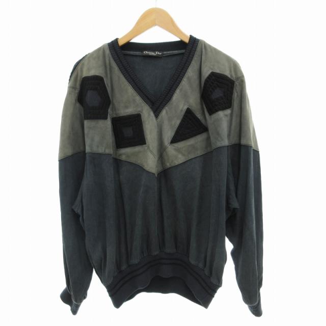 【中古】クリスチャンディオール Christian Dior ヴィンテージ ニット カットソー 切替 ステッチ デザイン 52 XLの通販は 5,220円