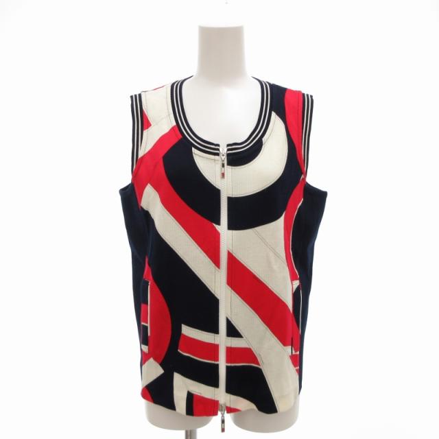 【中古】レオナールスポーツ LEONARD SPORT 美品 ニットベスト 総柄 切替 ダブルジップ 42 XL /UO レディース 8,526円