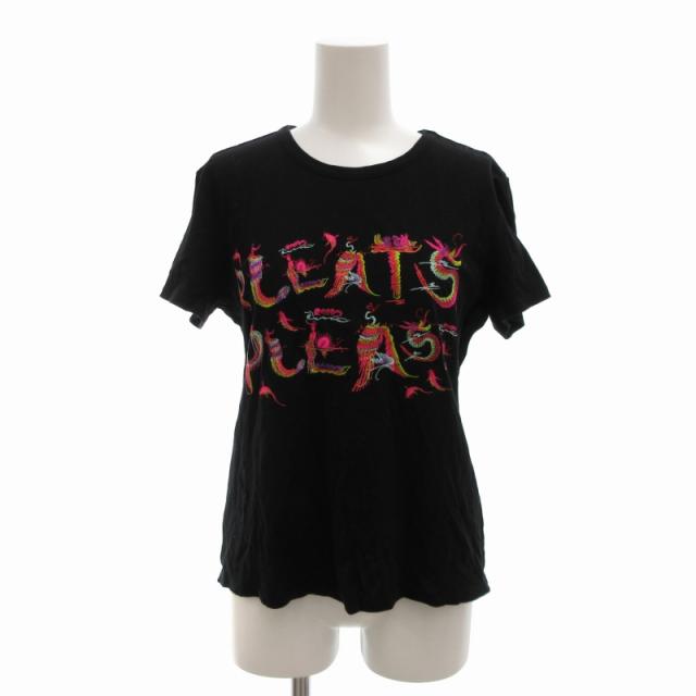 【中古】プリーツプリーズ PLEATS PLEASE イッセイミヤケ Tシャツ 半袖 ロゴ刺繍 5 L 黒 ブラック /UO ■GY09の通販は 8,800円