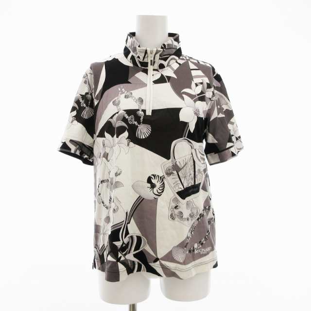 【中古】レオナールスポーツ LEONARD SPORT 美品 ポロシャツ カットソー ハーフジップ 半袖 総柄 花柄 貝 42の通販は 9,472円