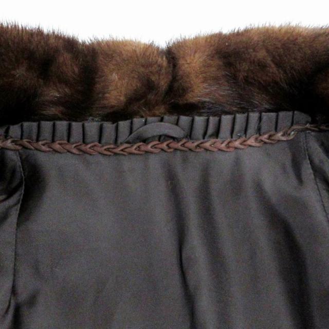 中古】美品 ミンクファーコート 毛皮 ショールカラー 裏地刺繍 ミドル