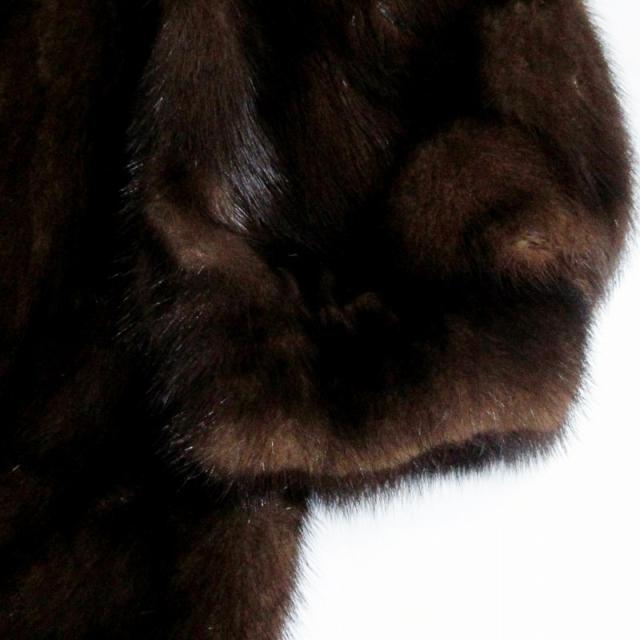 中古】美品 ミンクファーコート 毛皮 ショールカラー 裏地刺繍 ミドル