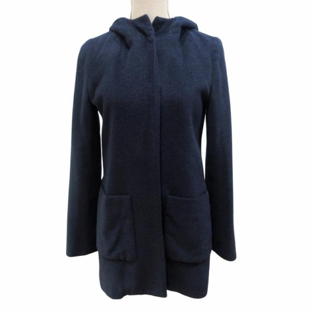 【中古】ヨーコチャン YOKO CHAN 美品 メルトンコート ジャケット アンゴラ ウール混 フード ミドル丈 YCC-13FW014 38