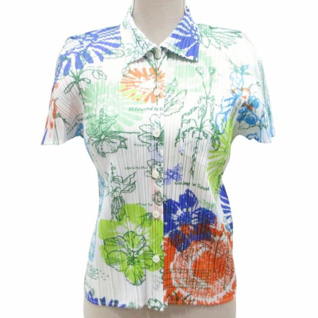 ISSEY MIYAKE 花柄 半袖プリーツシャツ ISSEY MIYAKE FÊTE フリル半袖
